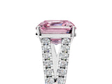 White gold Fancy Pink Asscher Cut Diamond Split Shank Pavé Engagement Ring with Four-Prong Setting_34
