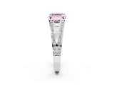 White gold Fancy Pink Asscher Cut Diamond Split Shank Ring with Pavé Band and Four-Prong Setting_36