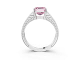 White gold Fancy Pink Asscher Cut Diamond Split Shank Ring with Pavé Band and Four-Prong Setting_37