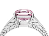White gold Fancy Pink Asscher Cut Diamond Split Shank Ring with Pavé Band and Four-Prong Setting_39