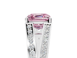 White gold Fancy Pink Asscher Cut Diamond Split Shank Ring with Pavé Band and Four-Prong Setting_39