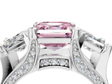 White gold Fancy Pink Asscher Cut Diamond Three-Stone Ring with Channel Set Band and Four-Prong Setting_92