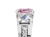 White gold Fancy Pink Asscher Cut Diamond Three-Stone Ring with Channel Set Band and Four-Prong Setting_93