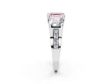 White gold Fancy Pink Asscher Cut Diamond Three-Stone Ring with Channel Set Band and Four-Prong Setting_94