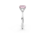 White gold Fancy Pink Asscher Cut Diamond Three-Stone Ring with Pear  Side Stones and Prong Setting_228