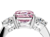 White gold Fancy Pink Asscher Cut Diamond Three-Stone Ring with Prong Setting and Classic Band_60