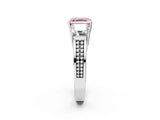 White gold Fancy Pink Asscher Cut Diamond Three-Stone Ring with Prong Setting and Textured Band_14