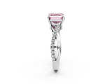 White gold Fancy Pink Asscher  Cut Diamond Twist Band Solitaire with Prong Setting_19