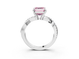 White gold Fancy Pink Asscher  Cut Diamond Twist Band Solitaire with Prong Setting_20