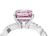 White gold Fancy Pink Asscher  Cut Diamond Twist Band Solitaire with Prong Setting_21