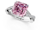 White gold Fancy Pink Asscher  Cut Diamond Twisted Band Engagement Ring with Prong Setting_4
