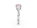 White gold Fancy Pink Asscher  Cut Diamond Twisted Band Engagement Ring with Prong Setting_5