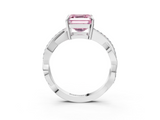 White gold Fancy Pink Asscher  Cut Diamond Twisted Band Engagement Ring with Prong Setting_6