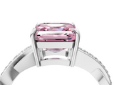 White gold Fancy Pink Asscher  Cut Diamond Twisted Band Engagement Ring with Prong Setting_7