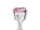 White gold Fancy Pink Asscher  Cut Diamond Twisted Band Engagement Ring with Prong Setting_8