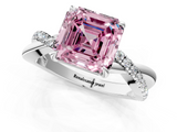 White gold Fancy Pink Asscher  Cut Diamond Twisted Band with Pavé Setting and Four-Prong Setting_26