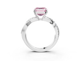 White gold Fancy Pink Asscher  Cut Diamond Twisted Band with Pavé Setting and Four-Prong Setting_28