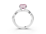 White gold Fancy Pink Asscher  Cut Diamond Twisted Band with Pavé Setting and Four-Prong Setting_3
