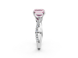 White gold Fancy Pink Asscher  Cut Diamond Twisted Band with Pavé Setting and Four-Prong Setting_31