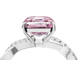 White gold Fancy Pink Asscher  Cut Diamond Twisted Band with Pavé Setting and Four-Prong Setting_33