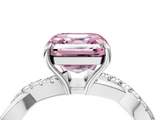 White gold Fancy Pink Asscher  Cut Diamond Twisted Band with Pavé Setting and Four-Prong Setting_4