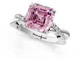 White gold Fancy Pink Asscher  Cut Diamond Twisted Band with Pavé Setting and Four-Prong Setting_47