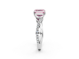 White gold Fancy Pink Asscher  Cut Diamond Twisted Band with Pavé Setting and Four-Prong Setting_48