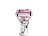 White gold Fancy Pink Asscher  Cut Diamond Twisted Band with Pavé Setting and Four-Prong Setting_5
