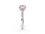 White gold Fancy Pink Asscher  Cut Diamond Vine Band with Four-Prong Setting_2