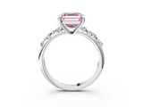 White gold Fancy Pink Asscher  Cut Diamond Vine Band with Four-Prong Setting_3