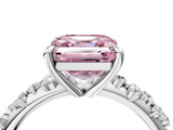 White gold Fancy Pink Asscher  Cut Diamond Vine Band with Four-Prong Setting_4