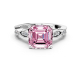 White gold Fancy Pink Asscher  Cut Diamond with Milgrain Marquise and Bezel Accents on a Solitaire Band with Prong Setting_17