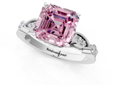 White gold Fancy Pink Asscher  Cut Diamond with Milgrain Marquise and Bezel Accents on a Solitaire Band with Prong Setting_18