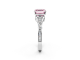 White gold Fancy Pink Asscher  Cut Diamond with Milgrain Marquise and Bezel Accents on a Solitaire Band with Prong Setting_19