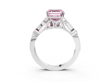 White gold Fancy Pink Asscher  Cut Diamond with Milgrain Marquise and Bezel Accents on a Solitaire Band with Prong Setting_20