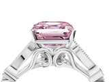 White gold Fancy Pink Asscher  Cut Diamond with Milgrain Marquise and Bezel Accents on a Solitaire Band with Prong Setting_21