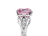 White gold Fancy Pink Asscher  Cut Diamond with Milgrain Marquise and Bezel Accents on a Solitaire Band with Prong Setting_22