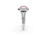 White gold Fancy Pink Asscher  Cut Double Halo Diamond Engagement Ring with Pave Band and Four-Prong Setting_38