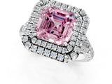 White gold Fancy Pink Asscher  Cut Double Halo Split Shank Diamond Ring with Prong Setting_65