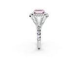 White gold Fancy Pink Asscher  Cut Double Halo Split Shank Diamond Ring with Prong Setting_66