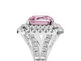 White gold Fancy Pink Asscher  Cut Double Halo Split Shank Diamond Ring with Prong Setting_69