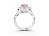 White gold Fancy Pink Asscher  Cut Double Halo Split Shank Diamond Ring with Prong Setting_72