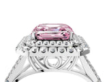 White gold Fancy Pink Asscher  Cut Double Halo Split Shank Diamond Ring with Prong Setting_73