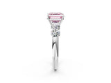 White gold Fancy Pink Asscher  Cut Five-Stone Prong Set Diamond Ring with Classic Band_68