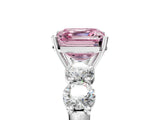 White gold Fancy Pink Asscher  Cut Five-Stone Prong Set Diamond Ring with Classic Band_71