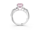 White gold Fancy Pink Asscher  Cut Five-Stone Prong Set Diamond Ring with Classic Band_76