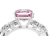White gold Fancy Pink Asscher  Cut Five-Stone Prong Set Diamond Ring with Classic Band_81