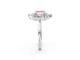 White gold Fancy Pink Asscher Cut Halo Diamond Cluster Ring with Marquise and Round Stones on a White Gold Band with Prong Setting_2