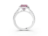 White gold Fancy Pink Asscher  Cut Halo Diamond Engagement Ring with Pave Band and Four-Prong Setting_19