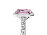 White gold Fancy Pink Asscher  Cut Halo Diamond Engagement Ring with Pave Band and Four-Prong Setting_22